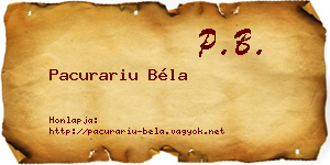Pacurariu Béla névjegykártya